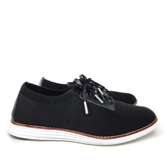 Cole Haan Grand Black Stitchlite Knit & Leather Lace-Up Wingtip Oxford  Sneakers - Picture 5 of 9